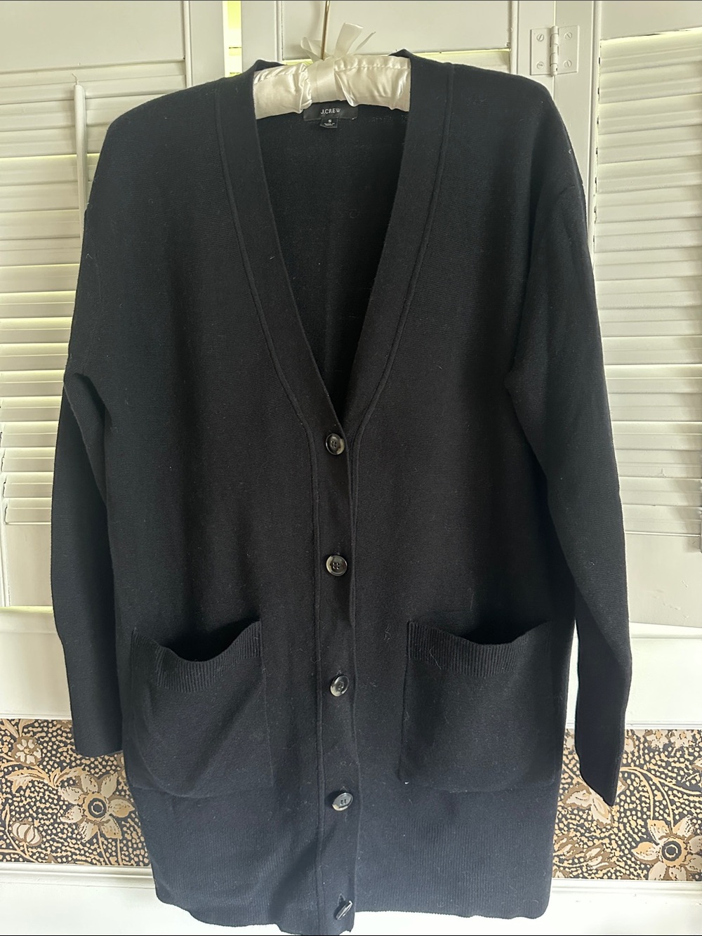 J. Crew Black V-Neck Woman’s Button Cardigan with Pockets